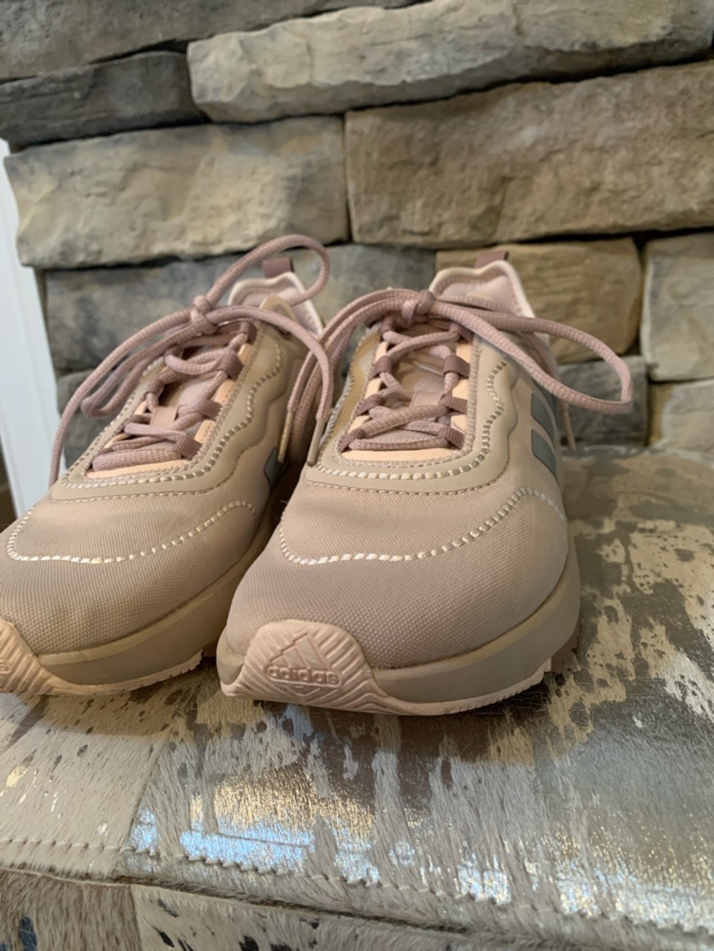 Adidas Cloudfoam Women's Blush Beige Sneakers - Picture 9 of 11